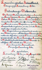 Gründungsurkunde Heimatbund Lauenburg von 1926